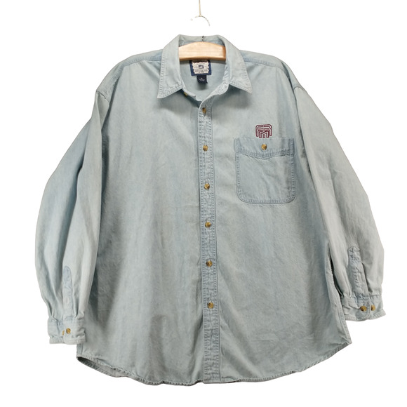 Lee Men's Denim Shirt Blue XL Button Front Collared Cotton Long Sleeve Pocket - Picture 1 of 12